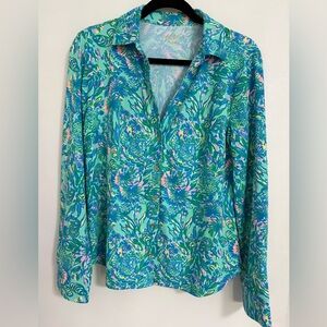 Lilly Pulitzer long sleeved button down chili Lilly top L NWT